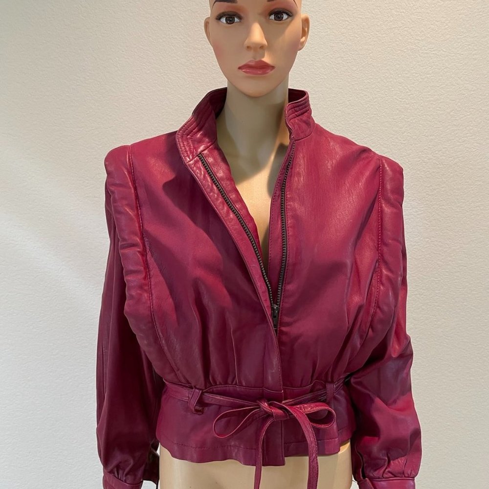 Rose color leather jacket
